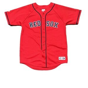 VIntage Boston Red Sox Jersey Red Short Sleeve MLB Baseball Button Up Men's XL